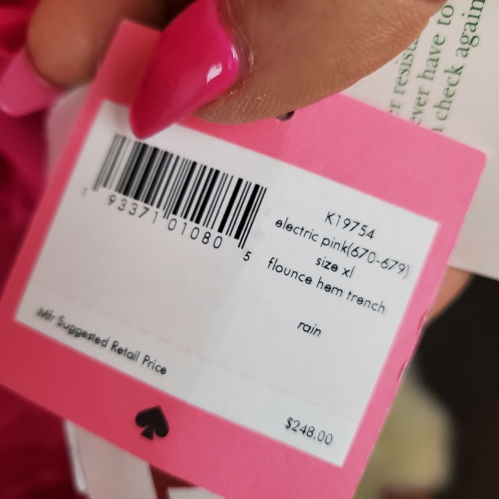 Kate Spade hot pink rain coat trench size XL - Picture 15 of 16